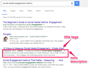 Tile tags & Meta Description in SERP Page